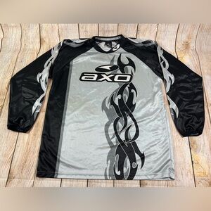 Vintage AXO Motocross Racing Tribal Jersey Black Grey Size XL